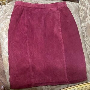 Elegant Burgundy Suede Skirt